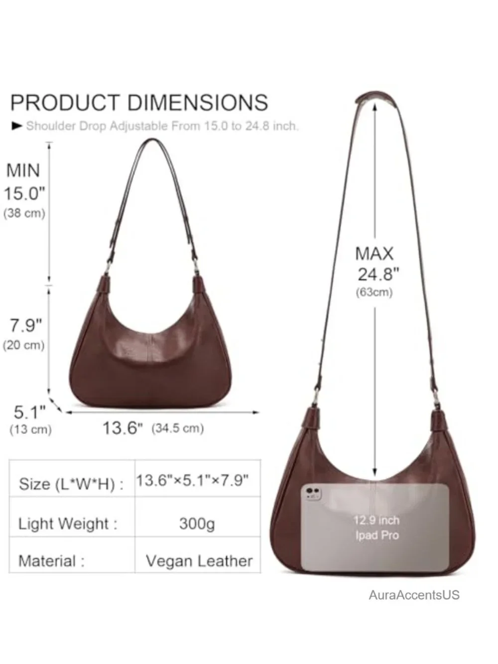 Crescent Shaped Hobo Bag Women Crossbody Shoulder Handbag PU Leather